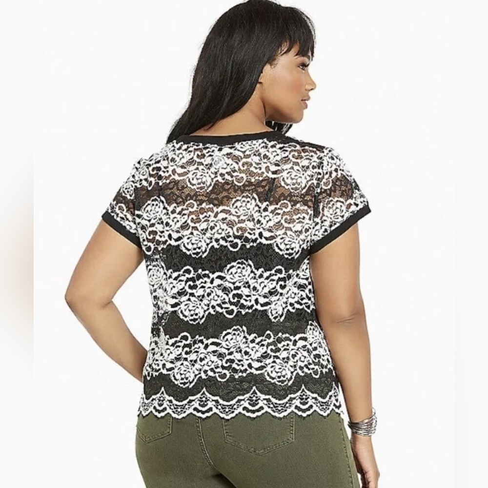 Torrid Lace Striped Floral Summer Layering Top Blouse Shirt Size Womans 0x